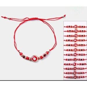 12 PC Evil Eye Red String Kabbalah Bracelet Mati Nazar Good Luck  Protection